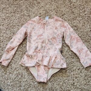 Peach Floral Kids Rashguard
